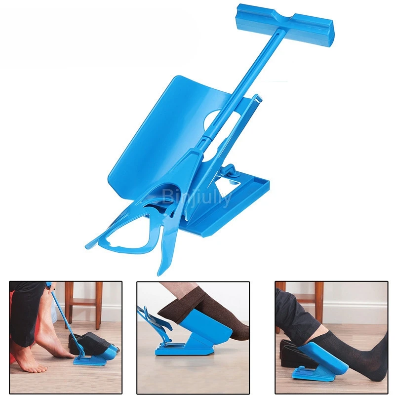 1pc Sock Slider Aid Easy on off Sock Helper Kit Shoe Horn Pain Free No Bending for Pregnancy Dressing Aids Tools shoe horn sock aid kit