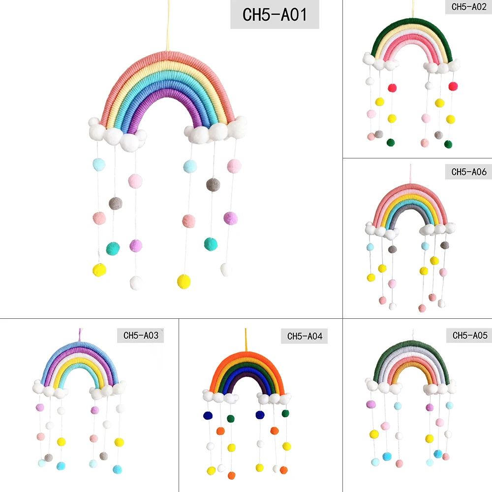 

Style Room Decoration Handmade Cotton Fabric Rope Hanging Wall Decor Hanging Decor With Felt Ball Photo Props