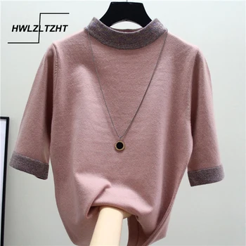 

HWLZLTZHT Summer Cotton Tops Plus Size Women Basic T-Shirt O Neck Tee Shirt Woman Knitted Short Sleeve Tops pullover T Shirt