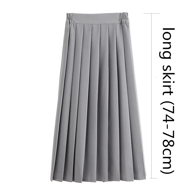 Женская JK форма для старшей школы, студентов, девушек, Harajuku, консервативный стиль, черная, высокая талия, размера плюс, плиссированная юбка, 5XL - Цвет: long grey