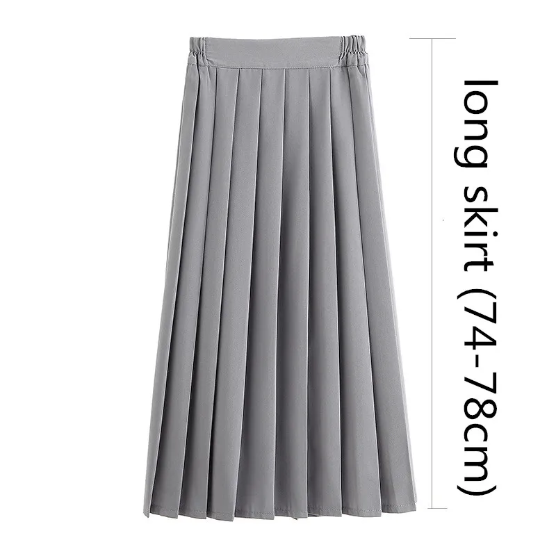 long grey Женская JK форма для старшей школы, студентов, девушек, Harajuku, консервативный стиль, черная, высокая талия, размера плюс, плиссированная юбка, 5XL - Цвет: long grey