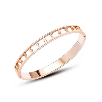 

Classic Gorgeous Hollow IP Plate Crystal Stainless Steel Bracelets Bangles for Women Female Trendy Upscale Office Jewelry Gift