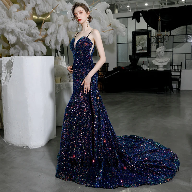 Robe De Soiree Longue Ever Pretty Little Mermaid разноцветные Сексуальные вечерние платья с блестками блестящего размера плюс вечерние платья