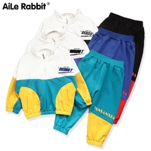 Осенний комплект одежды для маленьких мальчиков, спортивный костюм свитер с длинными рукавами и надписью, штаны комплект детской одежды с вышитым рисунком, одежда для мальчика