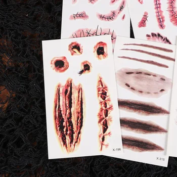 

22 Sheets Horror Stickers Safe Removable Funny Scar Stickers Fake Wound Stickers Party Supplies for Halloween Masquerade Party