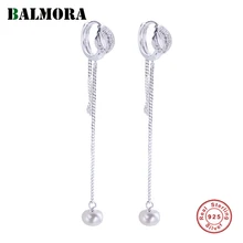 BALMORA Настоящее серебро 925 проба романтическая жемчужина Висячие кисточки серьги для женщин мать леди подарок элегантные ювелирные изделия Ретро мода