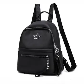 

2019 New Style Black Women's Backpack Ladies Nylon Small Fashion Zipper Portable Travel School Backpack
