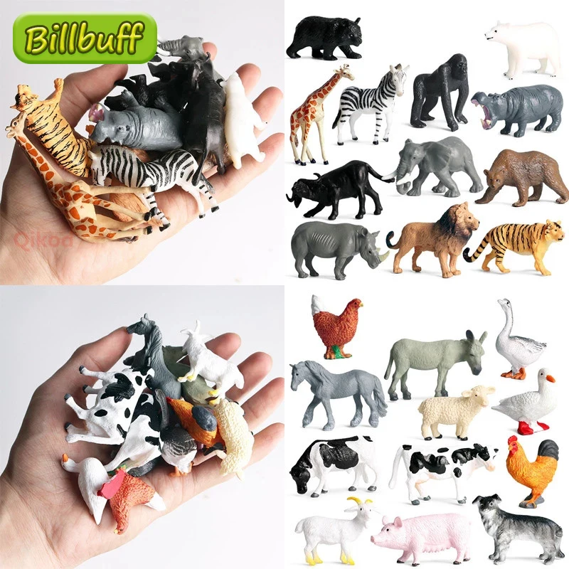Toy Mini Dolls Animal-Model Pvc Figures Simulation-Wild Tiger Chicken-Duck Lion Child