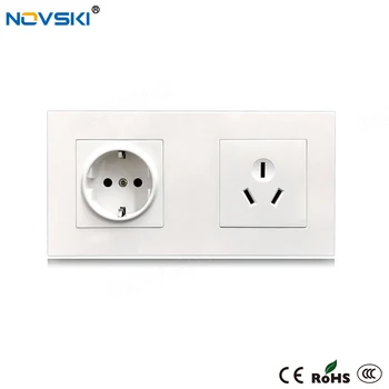 

NOVSKI Power Socket Panel PC 16A Russian 3 Hole Wall Socket German Bayer Grounded White Spacing 22mm, 2020 New Arrival