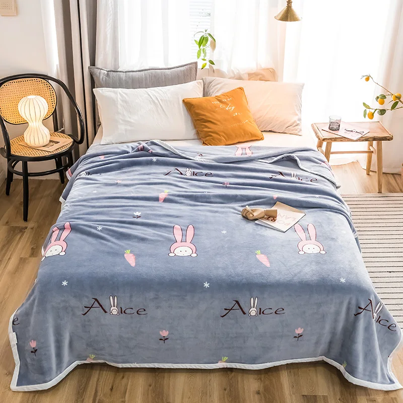 

Blanket Quilt Thick Warm Bed Sheet People Coral Flannel Blanket Pad Single-Layer Nap Winter Dormitory-Style