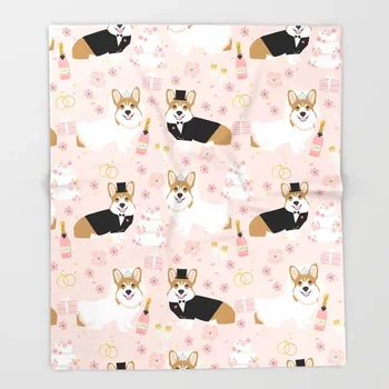 

Dog Corgi Cartoon Throw Blanket Cute Kids Design Corgi Wedding Cute Corgi Bride Blankets for Beds Christmas Decorations for Home