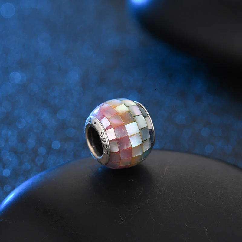 DEVOLOVE Настоящее серебро 925 проба Шарм бисера Радуга мозаика Шарм Fit Pandora браслет и браслет для женщин DIY Европа ювелирные изделия