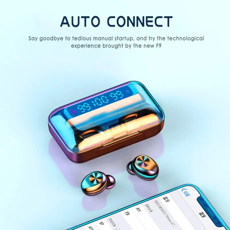 F9 TWS Touch Wireless Bluetooth 5 0 Headphone In ear Noise Canceling Bluetooth Earphone LED Display Charging Box for iphone