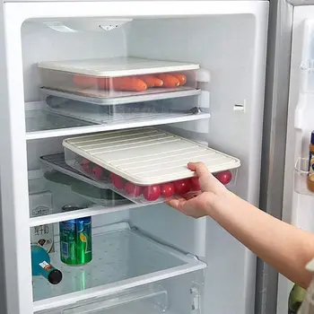 

2PCS Single Layer Refrigerator Storage Container Plastic Box Food Dumplings Airtight Home Organizer Grains Beans Box Kit