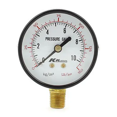 

Horizontal Mount 1/4 PT Male Thread Water Air Pressure Gauge 10kg/cm2