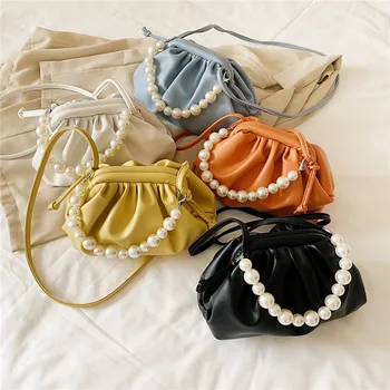 

Mini Hand bag For Women Vintage Shoulder Bags Dumpling Handbag And Purse Women Pearl Evening Clutch Female Leather Crossbody Bag