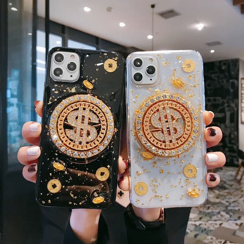 

3D Rotating Bling Glitter Case for iPhone 11 Pro MAX XR XS Money Dollar Phone Case for iPhone 8 7 Plus Diamond Phone Case Cover