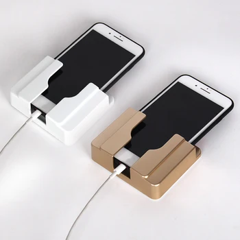 

2019 New Practical Wall Sticking Phone Holder Socket Paste Type Adhesive Charge Up Cell Phones Sopport Rack Shelf with Hooks