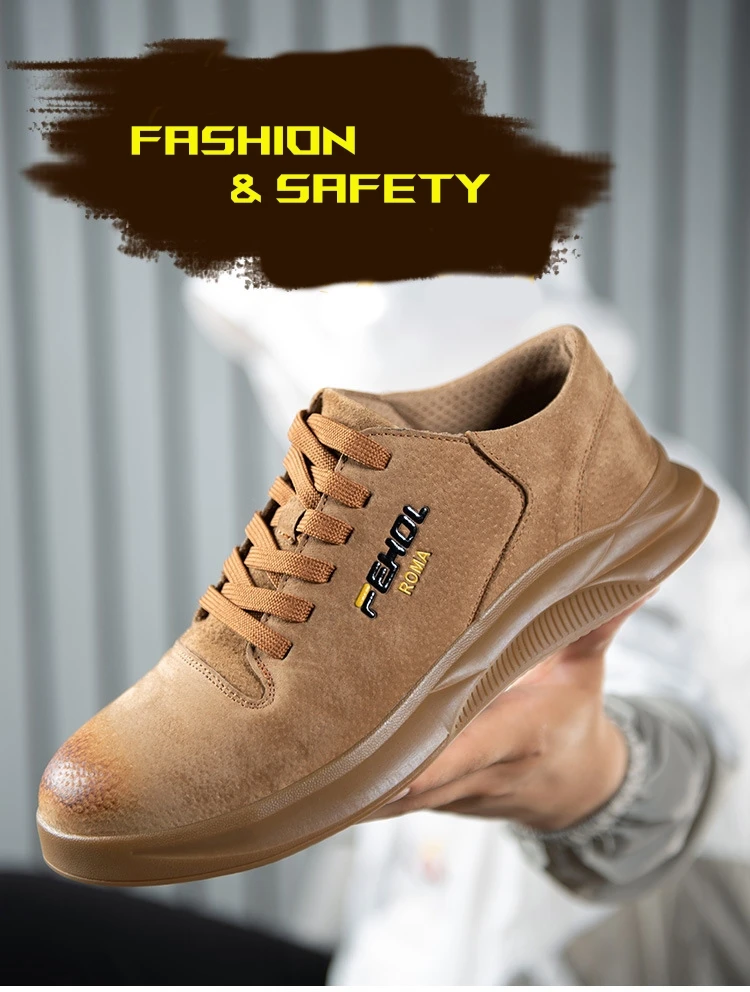 38~45 men safety shoes Anti-smashing Wilderness Survival steel toe Anti-slip men work boots#KDDK601