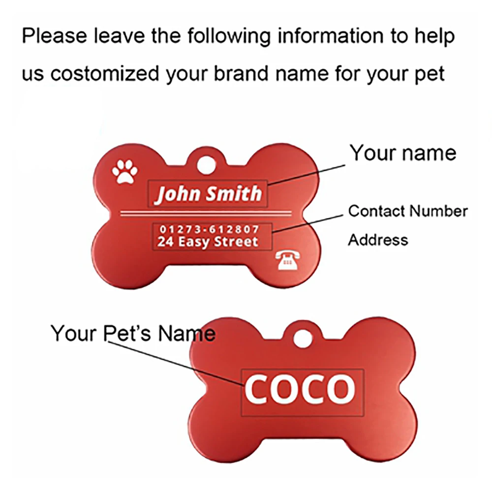 Pet ID Tag Personalized Engraved Name Tag For Dogs Cat Puppy Pets ID Collar Dog Nameplate Accessories Bulldog