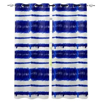 

Modern Curtains Blue Watercolor Lines Living Room Bathroom Kitchen Curtains Household Products Window Curtain Living Room