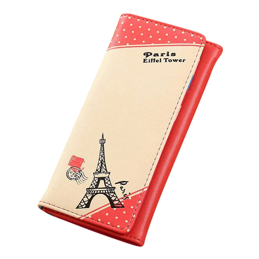 Женский кошелек для монет Париж Эйфелева башня Засов Длинный кошелек для отдыха высокое качество Студенческая сумка клатч женский кошелек - Цвет: Hot Pink