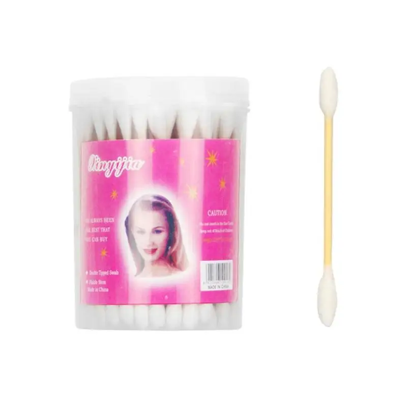 100 шт ватные палочки с двойной головкой, женские ватные палочки для макияжа, чистящие палочки для ушей, медицинские деревянные палочки