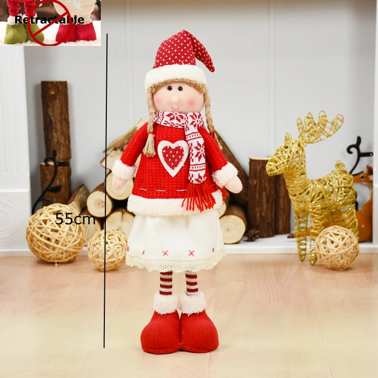 Большие размеры Рождественские куклы выдвижной Санта-Клаус снеговик лося игрушки рождественские фигурки Рождественский подарок для ребенка красный орнамент с рождественской елкой - Цвет: red 210