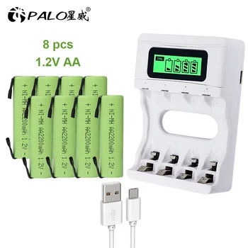 

Palo 1.2V AA battery electronic cigarette rechargeable battery DIY battery with welding tab+LCD usb smart AA AAA battery charger