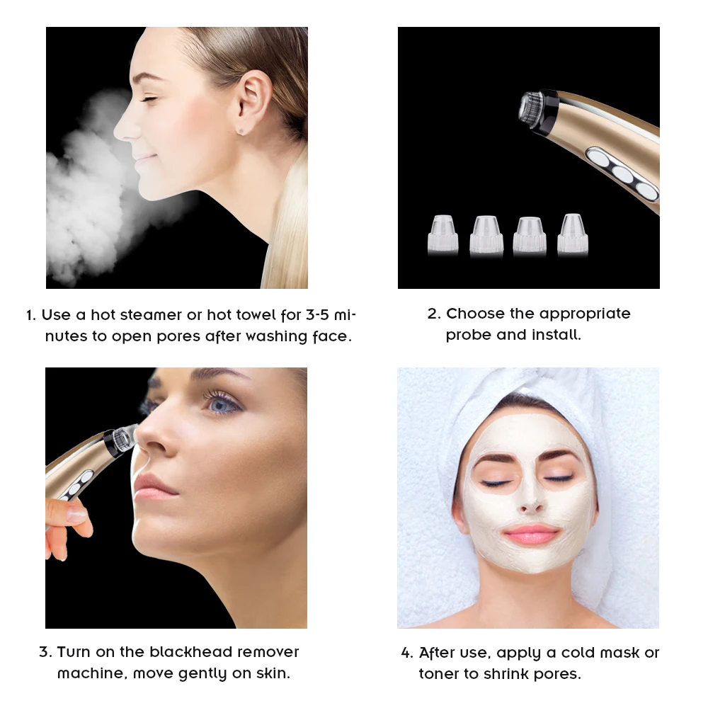 Nose T Zone Pore Vacuum Blackhead Remover Machine Face Clean Acne Pimple Removal Vacuum Suction Tool 5