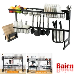 304 Slots Stainless 91CM/79CM/85CM/65CM Anti-rust Multifunctional Upper Sink Counter Drain Rack Kitchen Shelf Dish Drying Rack