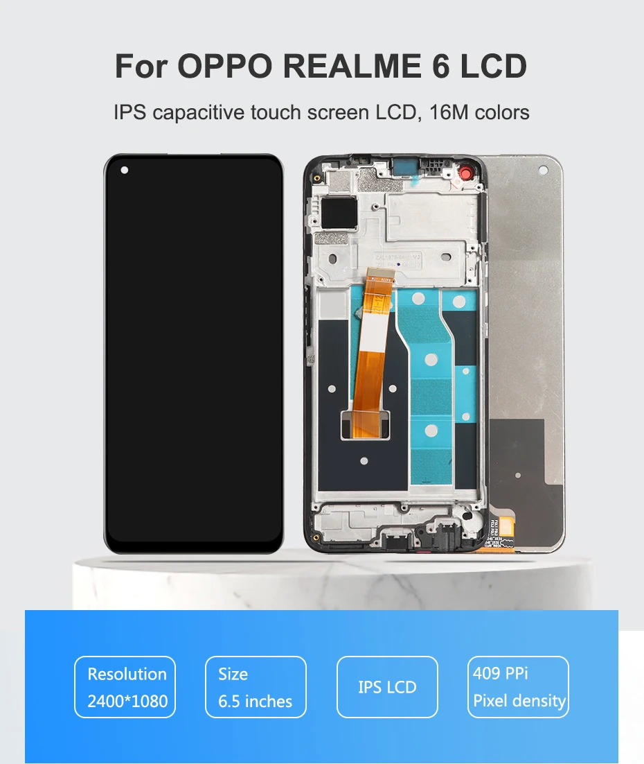 6,5-дюймовый ЖК-дисплей с сенсорным экраном и рамкой для Oppo Realme 6 ...