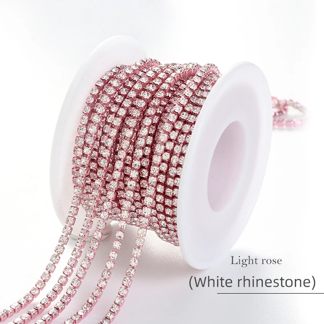 XiChuan 1 Yard 10 Colors Claw Rhinestone SS6 SS8 Crystal Tassel Diy Clothes Earring Accessories Beads Diamond Rhinestone Chain Light rose