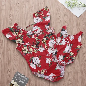 

mother and me pretty lady cute girls clothing baby girl summer sleeveless flower tops swimwear fashion beach clothes