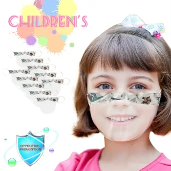 

10PCS Mini Shield Washable Reusable Comfortable Mask Transparent PVc Visual Mask Cloth Mouth Mask Mouth Cover Washable Mouth