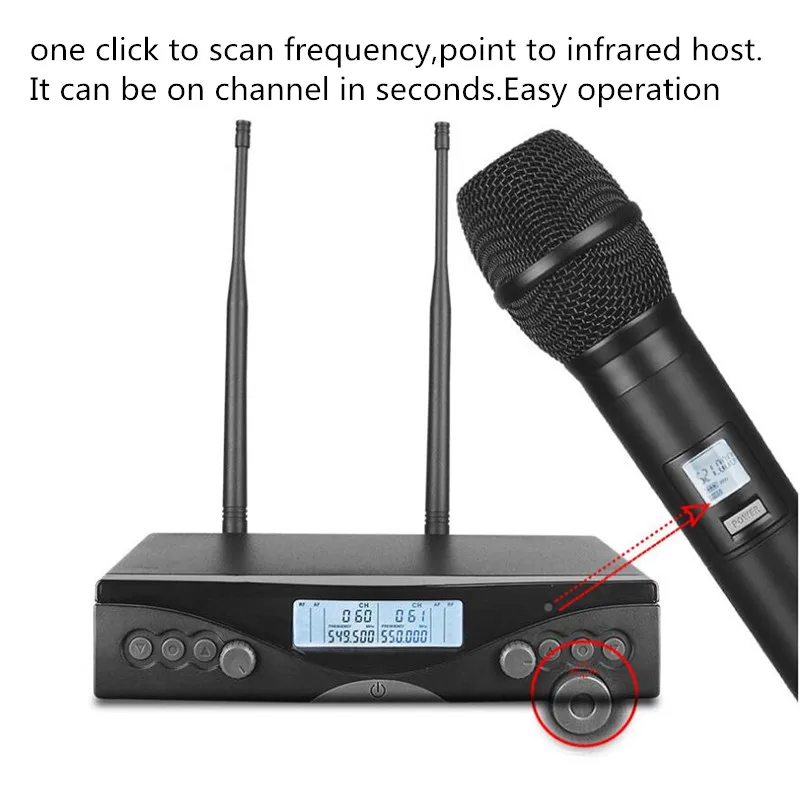 Finlemho UHF беспроводной микрофон домашний караоке студия запись профессиональная динамическая вокальная система для Singging Конференц-набор