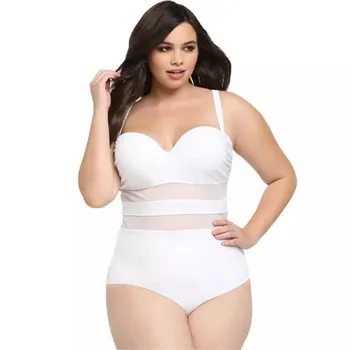 

4XL Plus Size Bikini Sexy Mesh Swimsuit Big Size Swimsuit Swimwear Large Size Bikini Tocas Feminina Bathing Suit white swimsuit