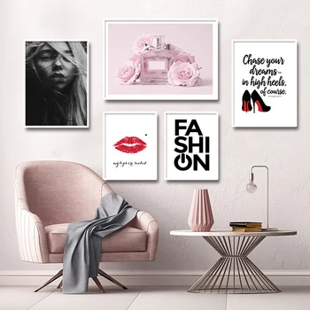 

Fashion Art Print Nordic Decoration Wall Art Canvas Paintings Girl Bedroom Wall Poster Pink Perfume Picture Decotative Painting