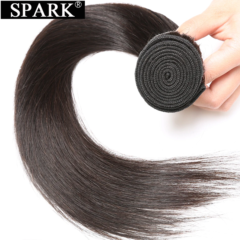 

Spark Brazilian Straight Human Hair Extension 1B Natural Black Color 100% Human Hair Weave Bundles 8-26inch Remy Hair Weaving L