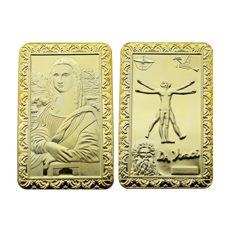 Leonardo Da Vinci Mona Lisa1 oz 24k позолоченные слиток золота Иисуса коммутированных слиток золота