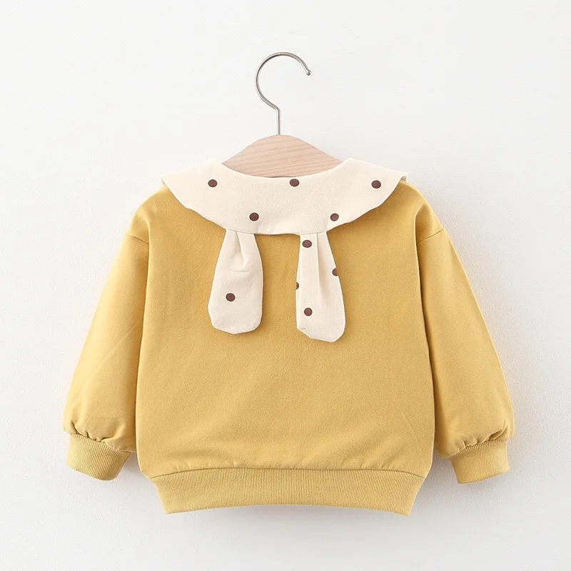 Roupas do Bebê Primavera Outono Bebê Meninas Sweatshirts Algodão Dot Manga Comprida Hoodies Menina Camiseta Crianças Moletom 4 Agasalhos e moletons