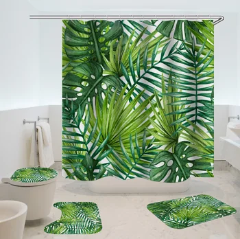 

Shower Curtain, Bathroom Curtains Accessories-cactus,Green Leaves, Banana Leaf,Pure White Cloth Fabric Decor
