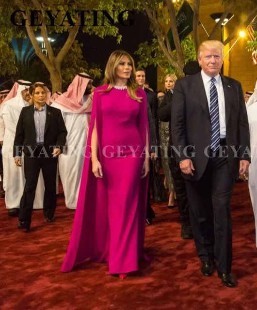 Hot Roze Elegante Lange Moslim Avondjurk met Cape Lange Mouwen Fuchsia Arabisch Formele Jurken 2020 Vrouwen Speciale Gelegenheid Gown Hot Roze Elegante Lange Moslim Avondjurk met Cape Lange Mouwen Fuchsia Arabisch Formele Jurken 2020 Vrouwen Speciale Gelegenheid Gown