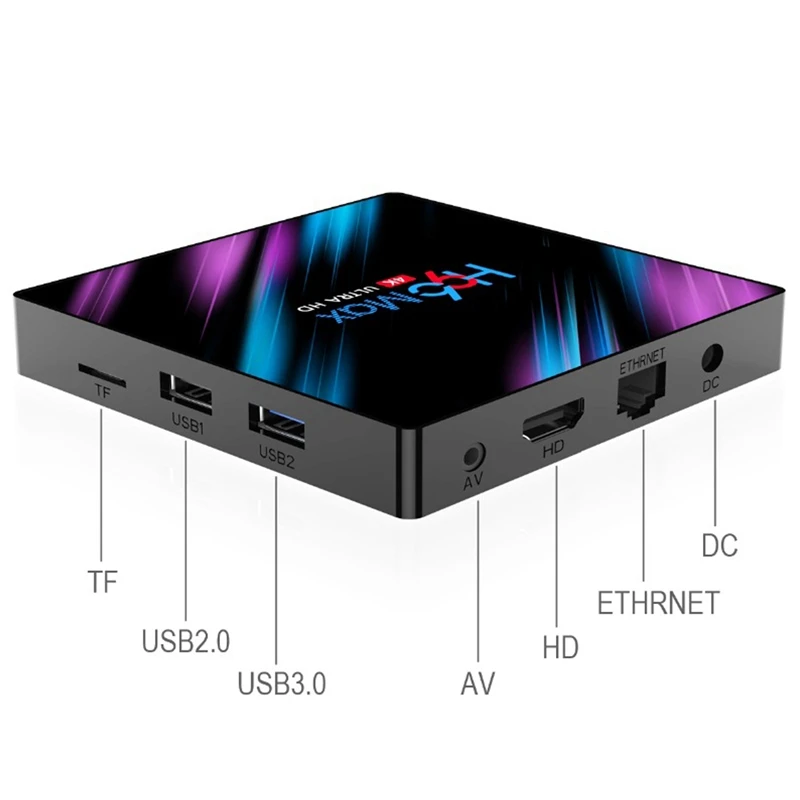 Горячая 3C-Android 9,0 H96 Max Tv Box 4G Ram 64G Ram Rockchip Rk3318 четырехъядерный 2,4G/5G Wifi 2,65Hz Bt4.0 медиаплеер(Eu Plug