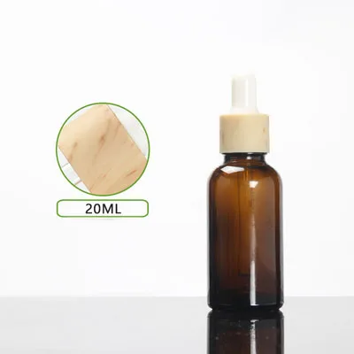 

20ml brown glass bottle wooden shape dropper lid for oil/essence/serum/liquid/skin care dropper bottle skin care packing