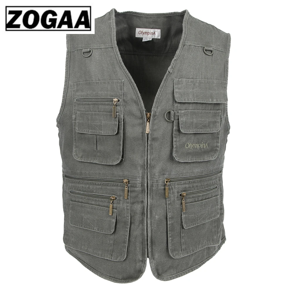 

Fishing Vest Male With Many Pockets Men Sleeveless Jacket Blue Waistcoat Work Vests Outdoors Vest Plus Large Size 10XL ZOGAA