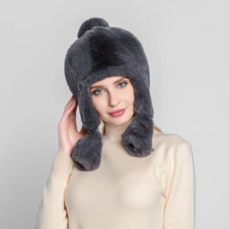 Зимние женские головные уборы, креативные меховые наушники с кроликом для взрослых, плюс бархатная шапочка, Снежная и холодная теплая шапка, меховая шапка для девочек