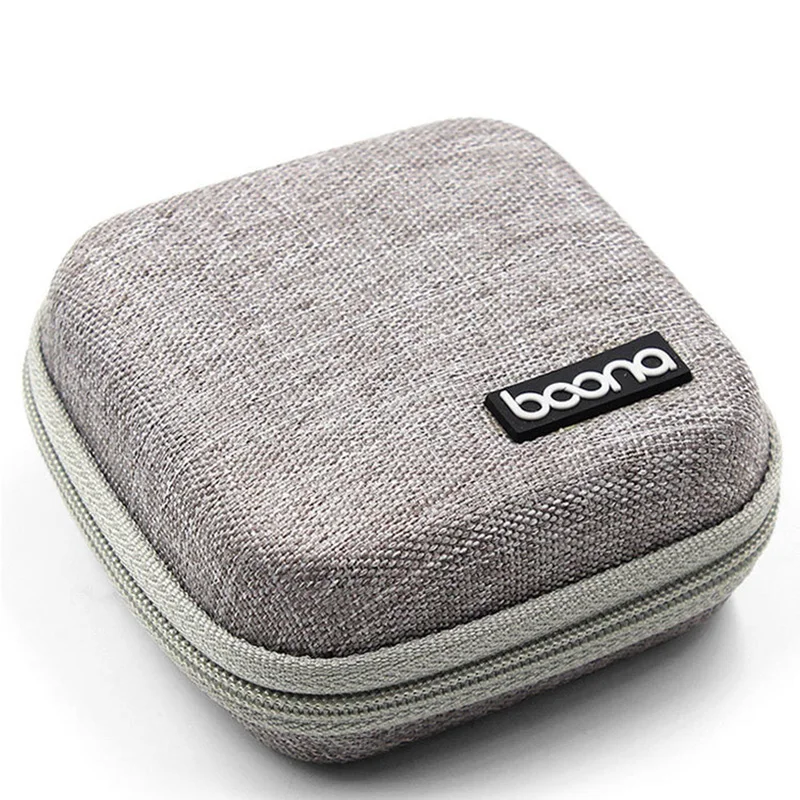 Small oval earphone storage bags hard shell data cable organizer bag mini tech gadgets portable case charger U disk zipper pouch