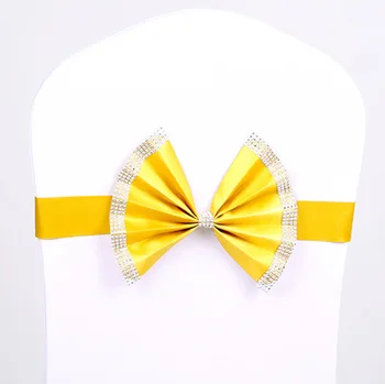 

Chairs Sashes Set Free Fasten Bowknot Drill Buckle Elastic Burgundy Dinner Colour Strap Covers And Bows For Craft Ribbon