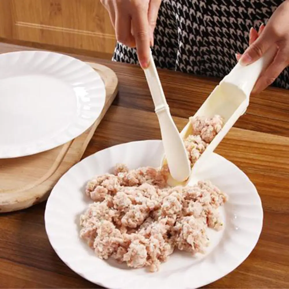 Пластиковый двухголовый производитель рыбных шариков для мяса, кухонный DIY Форма для фрикаделек, горячий горшок для мяса, устройство для наполнения мяса